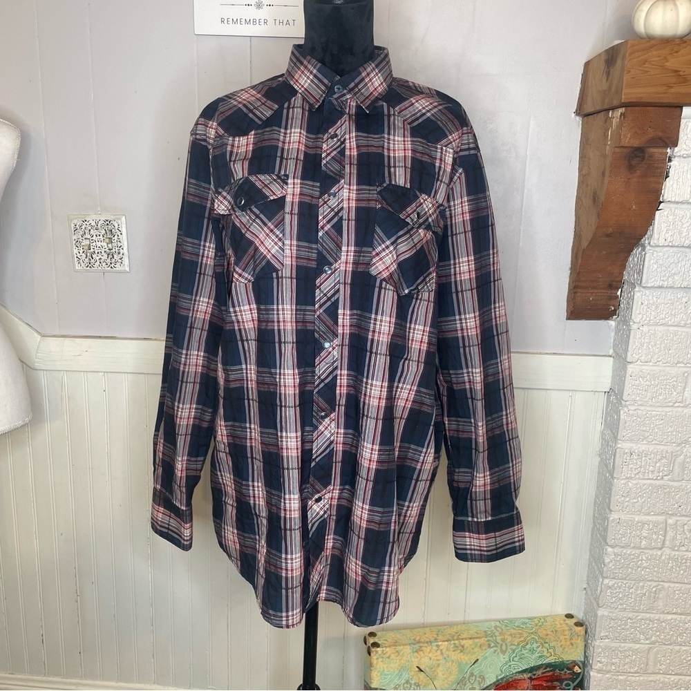 Costal Men’s Western Plaid Snap Button Shirt XL - Picture 3 of 14